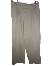 Beige Chino Style  Casual Pants Sz 38 100% cotton pleated front - $521.54 MXN