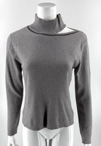Calvin Klein Sweater Size Medium Gray Cutout Mockneck Sequin Pullover Wo... - $23.76