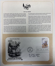 American Wildlife Mail Cover FDC &amp; Info Sheet Mule Deer 1987 - £7.74 GBP