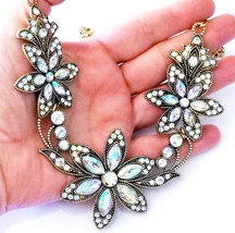 Rhinestone Bridesmaid Necklace, Pageant or Prom Jewelry, Bohemian Wedding Neckla - £35.15 GBP