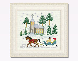 Cross Stitch Pattern of Sleigh Ride in Winter, PDF - designed by Lucy X Stitches - $4.50