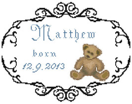Cross Stitch Pattern Baby Birth Record Matti, PDF - designed by Lucy X Stitches - $4.50