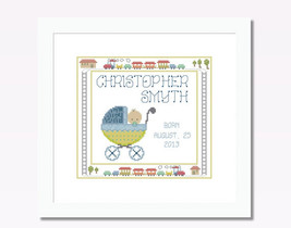 Cross Stitch Pattern Baby Birth Record Chris, PDF - designed by Lucy X Stitches - $4.50
