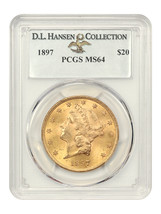 1897 $20 PCGS MS64 ex: D.L. Hansen - £4,589.32 GBP