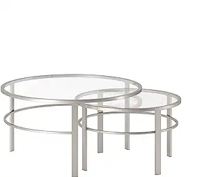 Round Nested Coffee Table In Satin Nickel, Modern Coffee Tables For Livi... - $266.99