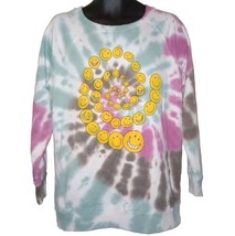 Mighty Fine Women&#39;s Tie Dye Smiley Face Large Pullover Long Sleeve T Shirt - £8.30 GBP