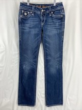 Rock Revival TORI Straight Blue Denim Jeans Size 29 Distressed Whiskered... - $47.49
