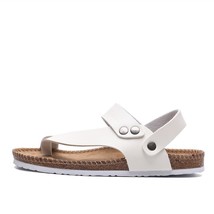 Summer Men Sandals Cork Beach PU Leather Female Shoes Back Strap Soft Bottom Com - £28.42 GBP