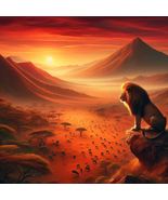 Canvas wall mural picture lion in the savannah 20x20cm/8x8'' Wandbild AI Art - $49.00