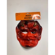 New Devil mask Red Plastic Scary Halloween One Size Adult - £6.00 GBP