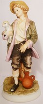 CHARMING PORCELAIN FIGURINE BOY HOLDING LITTLE LAMB SHEEP ANDREA BY SADEK - £15.73 GBP