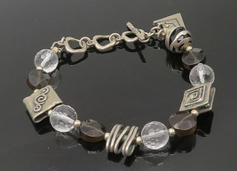 SILPADA 925 Silver - Vintage Smoky &amp; White Topaz Beaded Chain Bracelet - BT4515 - £91.75 GBP