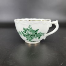 Coalport England Tea Cup ONLY Ornate Gilded Rim White Green Peonies Vintage - $10.38