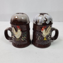 Vintage Farmhouse Rooster Salt Pepper Shakers w/ Stoppers 3 Inch Japan - $208.50 MXN