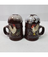 Vintage Farmhouse Rooster Salt Pepper Shakers w/ Stoppers 3 Inch Japan - $11.00