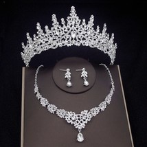  Crystal Bridal Jewelry Sets Women Fashion Tiaras Ear Choker Neck Wedding Dress  - £37.68 GBP