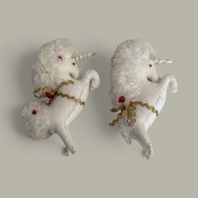Unicorn Christmas Ornaments Holiday Tree Decor Animal Magical Felt Dried Flowers Item image 2