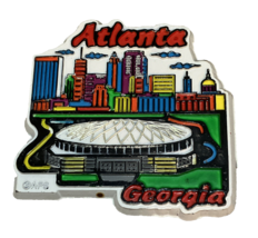 Atlanta Georgia Fridge Magnet City Skyline Georgia Dome Rubber Souvenir Vintage - £6.24 GBP