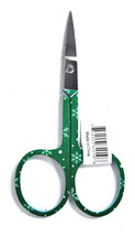 3 3/4 Inch Holiday Embroidery Scissors Green Snowflakes - £4.75 GBP