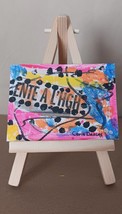 ACEO Original Abstract Acrylic Painting Collage Signed ATC Collectible Mini Art - £1.45 GBP