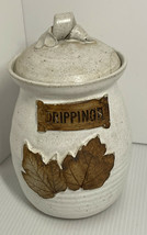 Vintage Pottery Leaves drippings jar container top is repaired has chip ... - £18.64 GBP