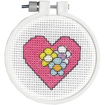 DIY Janlynn Flower Heart Kids Stitch Beginner Mini Counted Cross Stitch Kit - £10.29 GBP