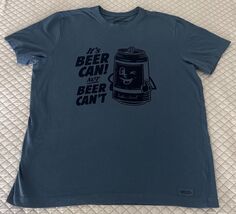 Life is Good Men's Graphic T-Shirt Beer Can Short Sleeve Tee Blue Size L... - $24.98
