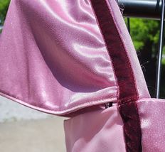 PINK DRESS WITH WINE TRIM SIZE SMALL CAPPED SLEEVES image 3