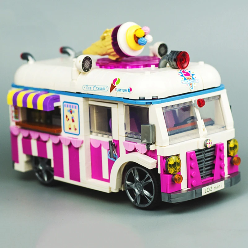 Vehicle world pink ice cream car cold drink candy food truck 3d model diy mini blocks thumb200