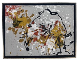 Abstract Oil on Canvas Signed Lehman Depicting Abstract Paint Splashes 13 X 17&quot; - £81.80 GBP