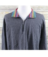 Robert Graham Men&#39;s Gray 1/4 Zip Pullover Sweater Size XL Rainbow Collar... - $41.58