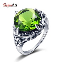 Women Fashion Jewelry 100% 925 Silver Ring Restoring Ancient Light Green Peridot - £38.82 GBP