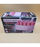 Conair Instant Heat Compact Hot Rollers 10 Curlers 9 Clips Pink Carry Case Box - $12.97