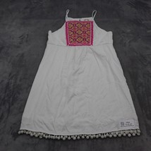 Miami Dress Womens L White L Sleeveless Embroidered Tasseled Hem Boho Wear - £17.99 GBP
