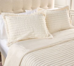 Berkshire Jacquard Fur & Velvetsoft Coverlet Set - Twin in Ivory - $193.99