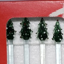 Set of 4 VTG Hand Made Drulane Designs Christmas Tree 6&quot; Glass Stirrers No 37177 - £11.82 GBP