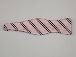 Men&#39;s Self Bow Tie By Hand J.Valintin Collection Woven SBT3 Pink Stripe - £19.52 GBP