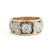 Vintage 1930&#39;s Two-Tone Diamond Eternity Ring 14K Rose White Gold, 7.41 ... - £2,151.57 GBP