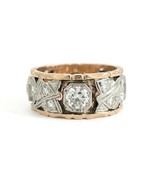 Vintage 1930&#39;s Two-Tone Diamond Eternity Ring 14K Rose White Gold, 7.41 ... - £2,159.48 GBP