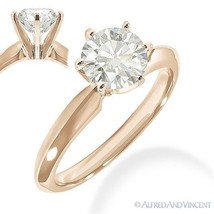 Round Brilliant Cut Moissanite 14k Rose Gold 6-Prong Solitaire Engagement Ring - £526.65 GBP+