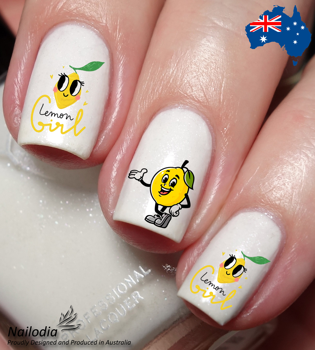 Lemon Girl Nail Art Decal Sticker Water Transfer Slider