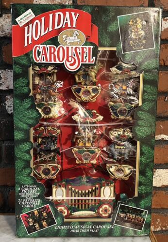 1992 Mr Christmas Holiday Lighted Motion Carousel Circus Animals Musical Organ - $107.80