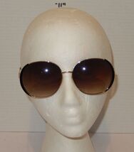 Vintage Gold Frame Brown Gradient Oversized Round Sunglasses Retro Chic - $14.80
