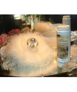 White Peach  ~ 6 oz Scented Dusting Powder Puff &amp; Stand by Renditions - $59.99