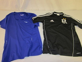 2 Bundle Adidas Black &amp; Fila Blue Athletic Soccer Running Psa # 2 T Shirts L - £17.47 GBP