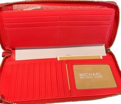 NWB Michael Kors Continental Wallet Coral Orange Leather 35T7GTVE7L Dust Bag - £77.43 GBP