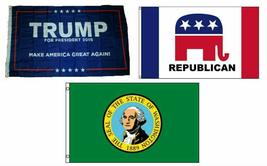 3x5 Trump #1 &amp; Republican &amp; State of Washington Wholesale Set Flag 3&#39;x5&#39; - £11.63 GBP