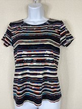 Rafaella Womens Size S Colorful Stripe Knit Shirt Short Sleeve - £6.18 GBP