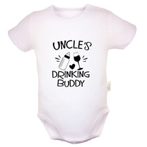 Uncle&#39;s Drinking Buddy Humor Slogan Baby Bodysuit Newborn Romper Toddler Outfits - £8.24 GBP