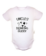 Uncle&#39;s Drinking Buddy Humor Slogan Baby Bodysuit Newborn Romper Toddler... - $10.43